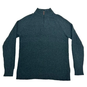Smartwool Ripple Ridge Sweater Men's M Green 1/4 Zip Pullover Merino Wool Blend - Picture 1 of 9