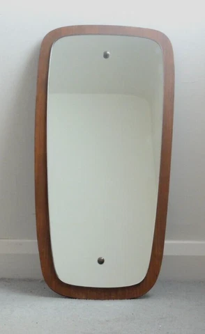 1960s curved teak Danish design wall mirror Cover