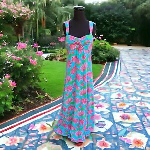 Lilly Pulitzer Clark Maxi Dress Petula Kissue Twisted Bust Blue Pink Med 