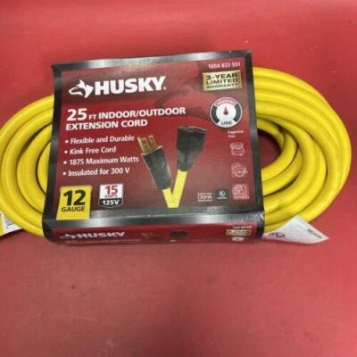 Husky 25 ft. 12 Gauge Yellow Extension Cord, Kink Free - Image 1 of 4