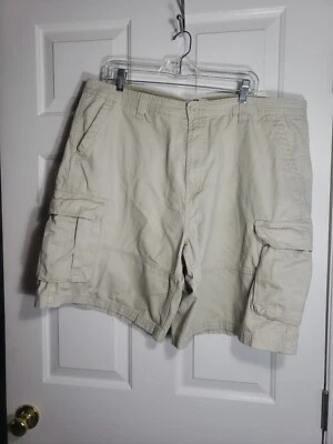 Pantalones Cortos de Carga Faded Glory Para Hombre Caqui Calce Regular 100% Algodón Talla 42 Lazos para Cinturón Foto 1 de 4