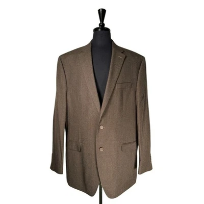 Chaps Ralph Lauren Mens Blazer 48L Brown Check 2 Button Sport Coat Jacket Lined - Image 1 of 4