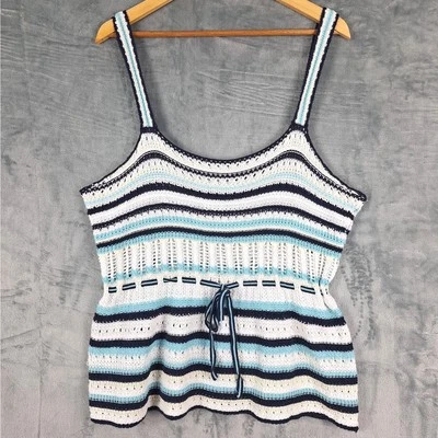 Camiseta sin mangas Babydoll tejida a ganchillo boho para mujer 1X verano playa cottagecore cami Foto 1 de 4