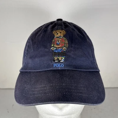 Polo Ralph Lauren Embroidered Bear Navy Blue Strap Back Hat - Image 1 of 4