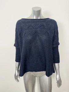 Manila Grace Mohair Sweater Womens XS S M Navy Blue Relaxed 3/4 Sleeve - Picture 1 of 11