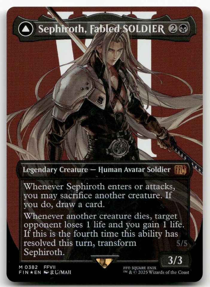 Sephiroth, Fabled SOLDIER (0382) (Borderless) #382 (Foil) NM Final Fantasy - Image 1 of 2