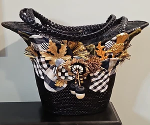 MacKenzie Childs RARE AUDREY BAG DARK Black Bucket Basket Bag - Bild 1 von 7