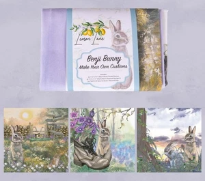 Lemon Lane Rabbit Cushion fabric panel . Benji Bunny . 3 X designs - Picture 1 of 4