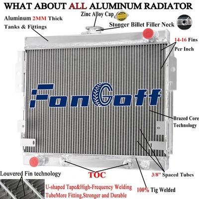 3 Row Aluminum Radiator Fit 1975-1978 1976 Ford Mustang II 5.0L V8 Engine USA. Foto 1 de 4