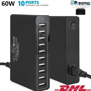 FMT-03 Caricatore da Parete USB, 10 Porte, 50W, Compatto, Sicuro, per iOS/Android Nuovo - Foto 1 di 9