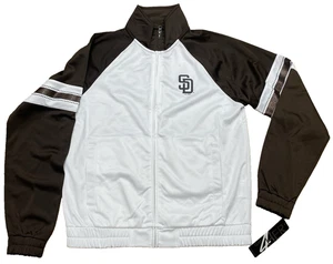 G-III 4Her M Medium San Diego Padres Raglan Full-Zip Track White Jacket Women's - Picture 1 of 18