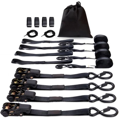 4 Pack 1"x15' Ratchet Tie Down Straps 2200lbs Heavy Duty for Cargo High Quali - Image 1 of 4