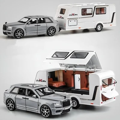 1:32 Rolls-Royce Cullinan RV Caravan Trailer Diecast Car Model - Light Sound Toy - Image 1 of 4