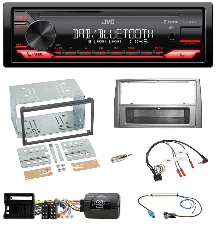 JVC Bluetooth USB DAB Lenkrad Autoradio für Peugeot 308 07-09 silber - Bild 1 von 4