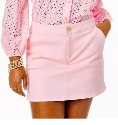 Falda corta de mezclilla Lilly Pulitzer Colette rosa cala lilly talla 8 Foto 1 de 4