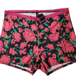 TORRID Schlaf-Boyshorts Blumen schwarz pink weich Spitzenbesatz Größe 3 – neu mit Etikett - Bild 1 von 5