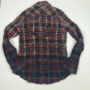 Harley Davidson Womens Shirt Graphic Plaid Button Down Ombre Sz S Stretch - Picture 1 of 10