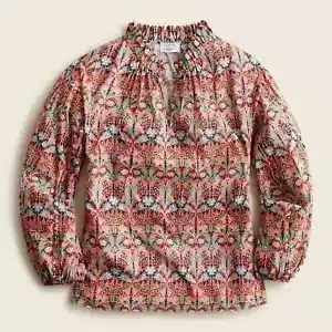 J.CREW NWT $120 Scalloped Tie Neck Top in Liberty Art May Nouveau Size Small - Picture 1 of 7