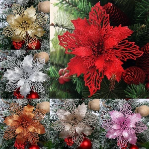 Weihnachtsstern Dekor Glitzer Blumen Baum Hängende Party Xmas Christbaumschmuck. - Bild 1 von 23
