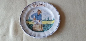 Plato colgante de pared vintage Guerrieri Murano hecho a mano pintado a mano octubre -9,5" - Imagen 1 de 12