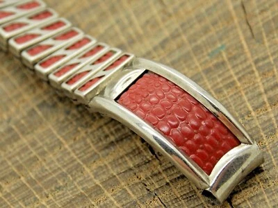 Correa de reloj de expansión BMC de acero inoxidable y lagarto sintético vintage NOS sin usar 10 mm Foto 1 de 4