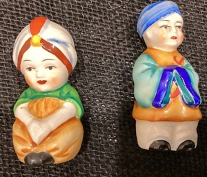 Turban Boy & Girl Lusterware Salt &  Pepper Shakers Made In Japan - Picture 1 of 6