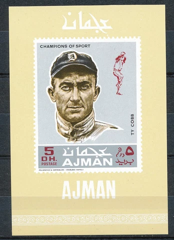 Ajman - Famous Baseball Player Ty Cobb MNH Sheet (1969) Cover