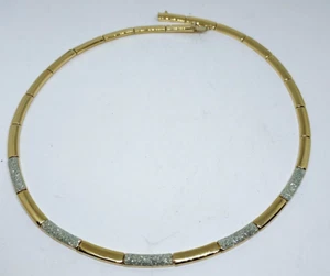 Collar de oro amarillo de 14k sección estampada corte diamante 18,4 g 16" de longitud - Imagen 1 de 7