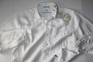 Tommy Bahama Shirt Sea Glass Breezer White Solid Linen New LS XX-Large XXL - Picture 1 of 5