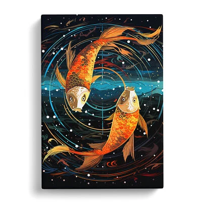 Impresión de arte de pared de lienzo de campo color zodiaco de peces de Piscis cuadro enmarcado decoración del hogar Foto 1 de 4