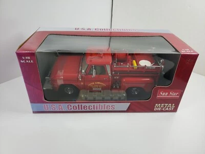 Camioneta de bomberos Sun Star 1965 Chevrolet C20 Step Side escala 1:18 diecast en caja Foto 1 de 4