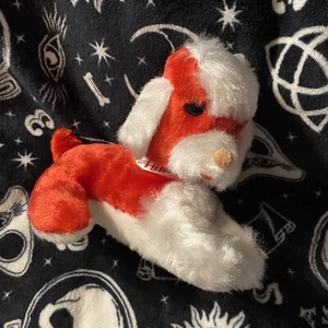 Peluche vintage mohair rojo blanco San Valentín te amo caniche perro - Imagen 1 de 6