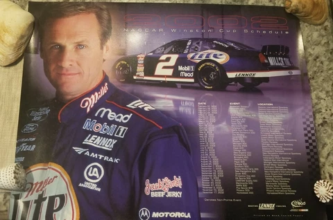 18x24 Poster 2002 NASCAR schedule RUSTY WALLACE Winston CUP #2 Miller Light USA Cover