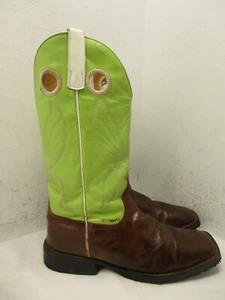 Stivali western cowboy Horse Power HP1024 in pelle marrone punta quadrata da uomo taglia 9,5 EE - Foto 1 di 17