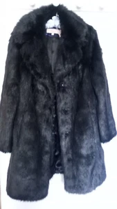 Eliza J Damen Größe S/M Schwarz Kunstfell Mantel Warm Winter - Bild 1 von 8