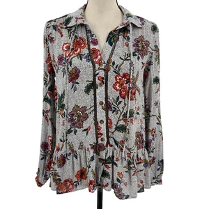 Maeve Anthropologie Top Peasant Blouse Women 0 Flounce Floral Boho Career Casual - Picture 1 of 13