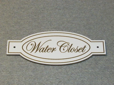 ARMARIO DE AGUA Madera Estilo Inglés Baño Puerta Letrero Placa Baño Letras Doradas Foto 1 de 3