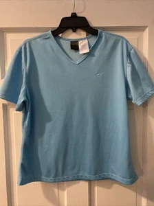 Nike Dri-Fit Women’s V-Neck Light Blue Athleisure T-Shirt Top - Size L - EUC! - Picture 1 of 3