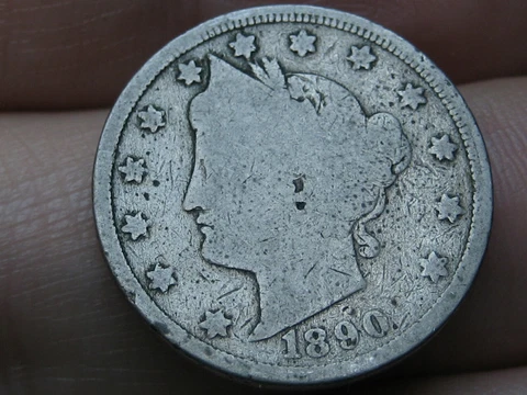 1890 Liberty Head V Nickel 5 Cent Piece- Good/VG Details Cover