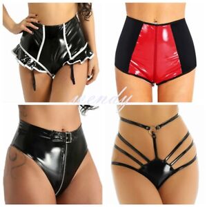 Women Leather G-String Briefs Panties Thongs Garters Lingerie Underwear Knickers