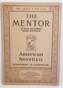 The Mentor Dept Of Literature American Novelists Aug 4, 1913 Weekly Publication - Picture 1 of 7