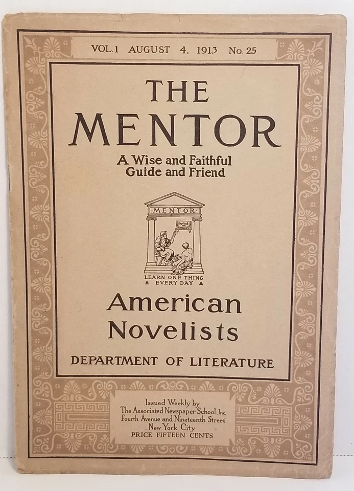 The Mentor Dept Of Literature American Novelists Aug 4, 1913 Weekly Publication - Image 1 of 4