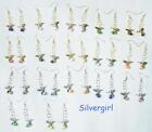Hummingbird Perch Cat's Eye Earrings Silver Plate OR Gold Plate PICK YOUR COLOR