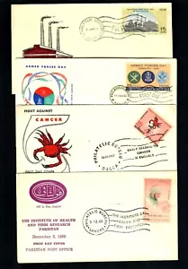 CO3ab Pakistan-Miami Fla, 4 F.D.C. 1966-69 P.O. Forze armate, Tibbi Research - Foto 1 di 2
