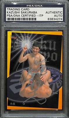 Kazushi Sakuraba Signed 2001 Nobuhiko Takada Dojo Card #45 PSA/DNA UFC Pride FC - Image 1 of 4