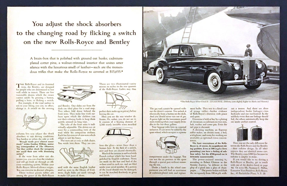 1961 年劳斯莱斯 Silver Cloud II 轿车照片 Live Well in Transit 2 页打印广告 — 第 1/1 张图片