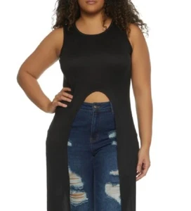 Women's It Girl Black Sleeveless High Front  Slit Blouse Size Small Nwt - Picture 1 of 5