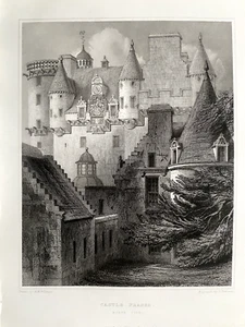 1852 Antique Print; Castle Fraser, Kemnay, Aberdeenshire after Billings - Picture 1 of 2