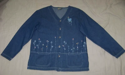 Chaqueta camisa vaquera adornada Teddi para mujer - S - Flores y corazones Foto 1 de 4