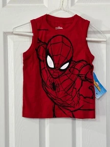 Vintage The Amazing Spider-Man Marvel Kids Size 5 Red Sleeveless T- Shirt - Picture 1 of 6